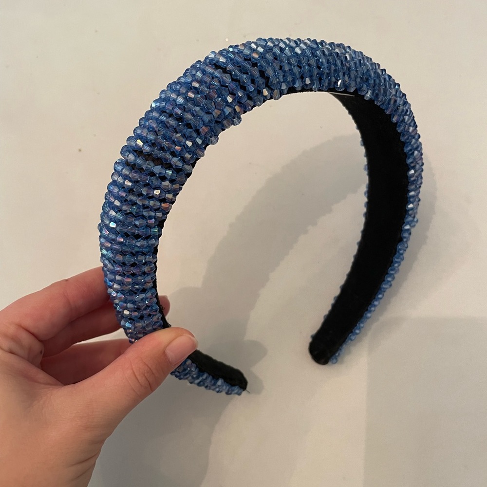 Blue beaded headband
